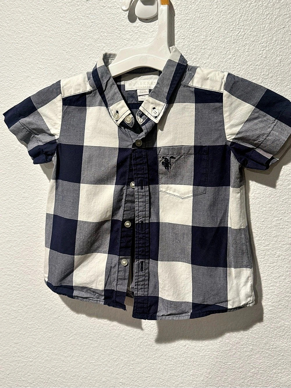 Burberry Children Check Short Sleeve Button-Down Shirt Boys 12M